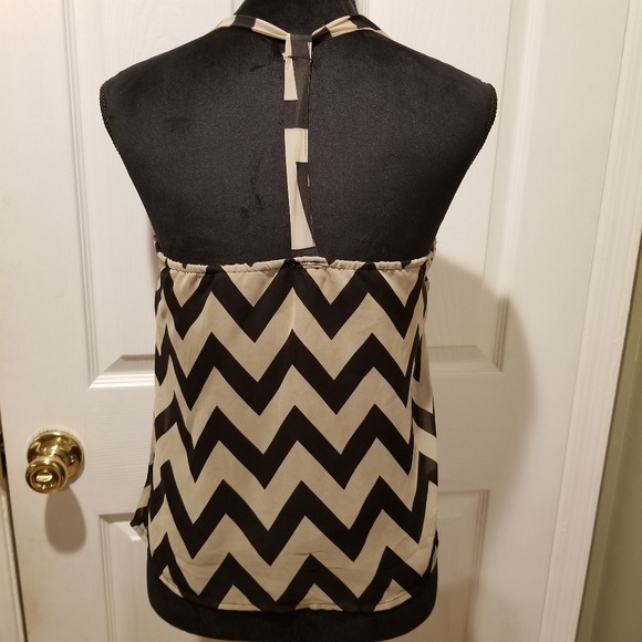 Charlotte russe tan and black beaded scoop neck. - Picture 2 of 4